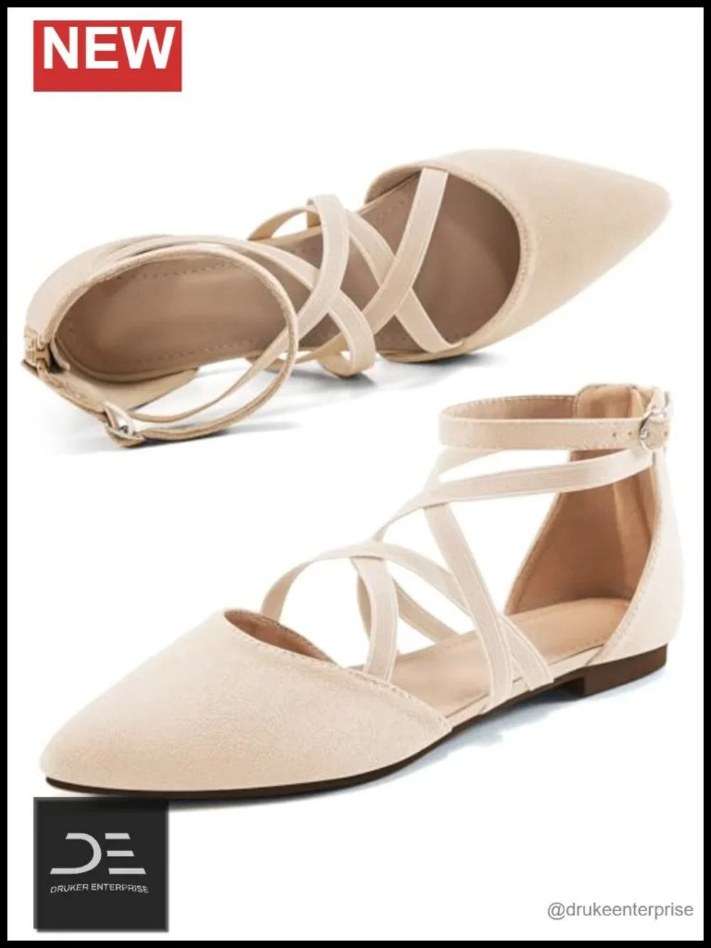 Comfortable Ballet Flats with Zipper, Cushioned Insole, Pointed Toe for Work &